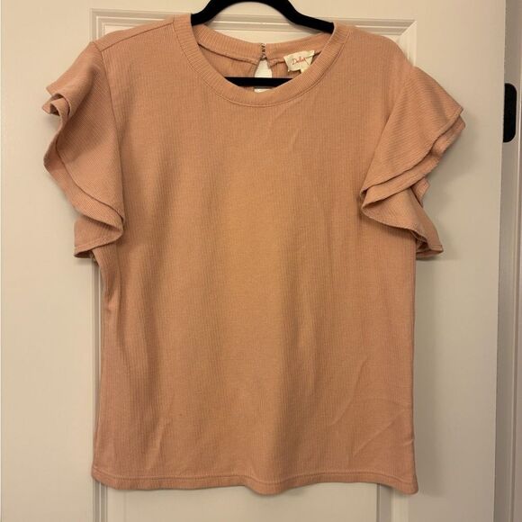 ANTHROPOLOGIE DELETTA Flutter Sleeve Sweater January Pink Women’s Size XL - Picture 4 of 7